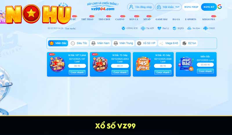 VZ99 - Nhà Cái Nổ Hũ Uy Tín Tặng Tiền Cược 999K Miễn Phí 15 Xổ Số VZ99